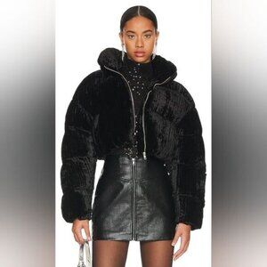 NWT Ronnie Kobo Sagen Black Velvet Puffer Jacket Size XS